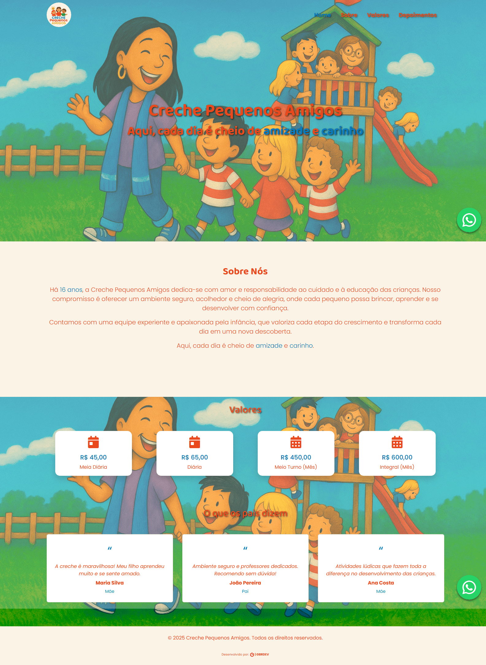 Site Creche Pequenos Amigos